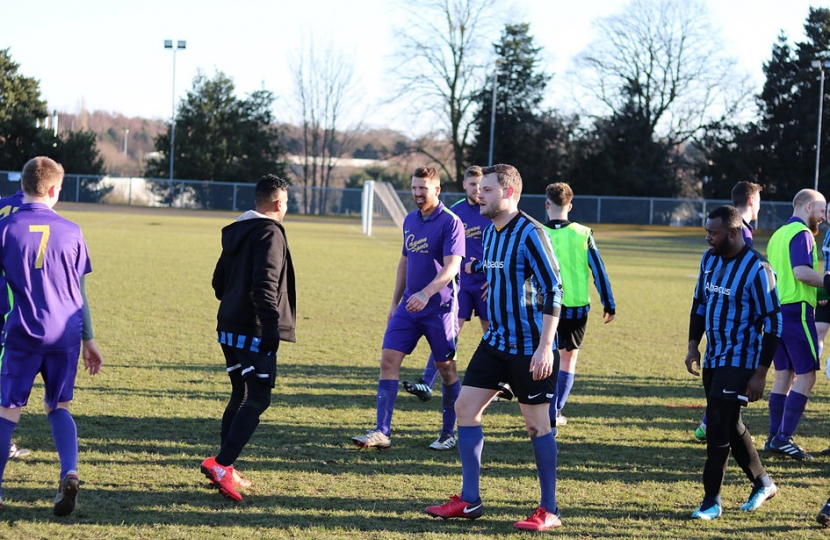 MP for Mansfield, Ben Bradley, playing in the charity football match